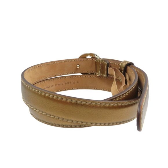 Gucci GG Logo Leather Gold Hardware Gold 85-34 Belt 0976 main image 5
